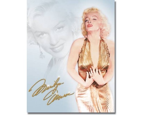 Enseigne Marilyn Monroe en métal  / Robe Dorée